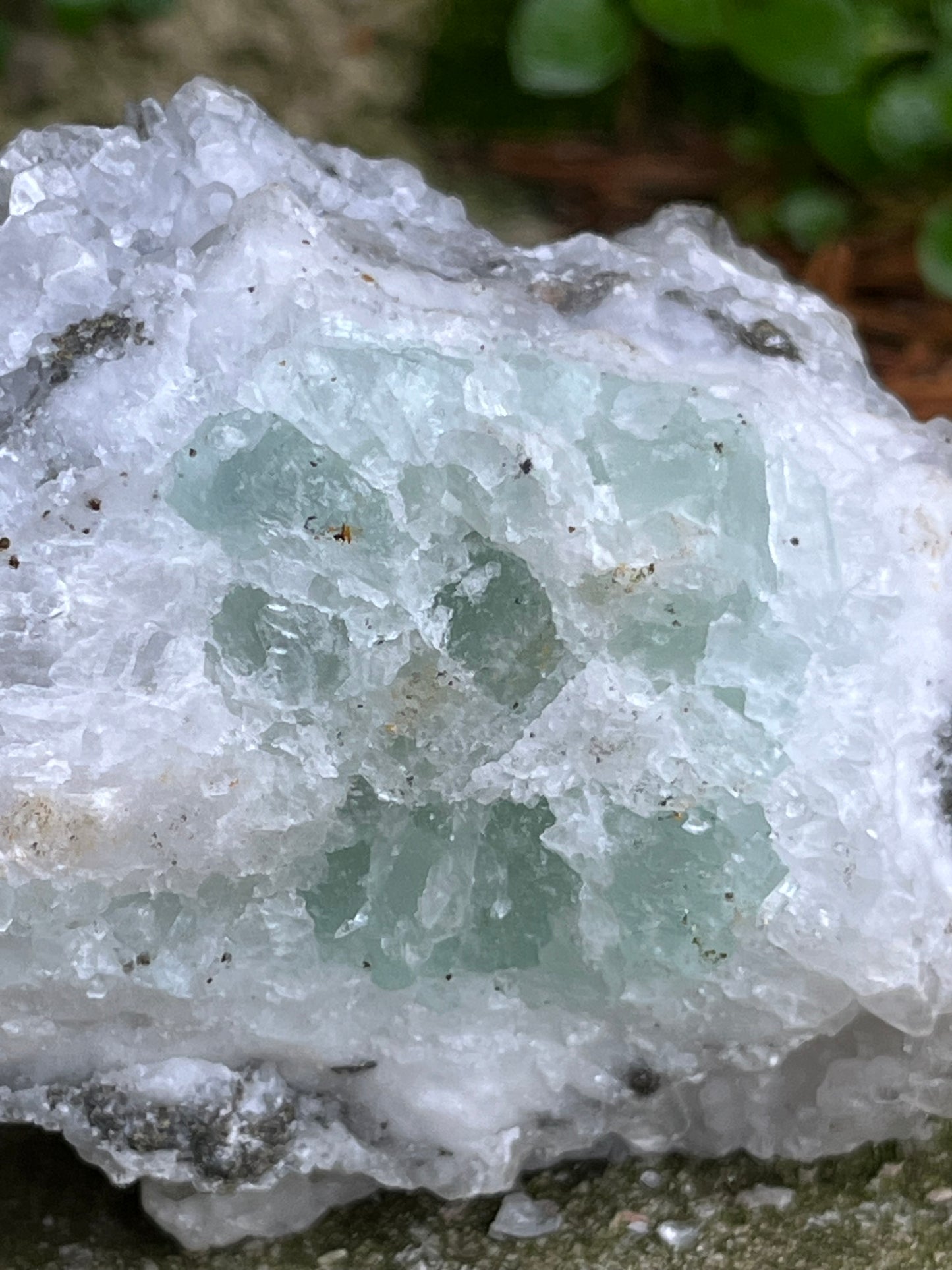 Zöld Fluorit Kvarc Kristályokkal
