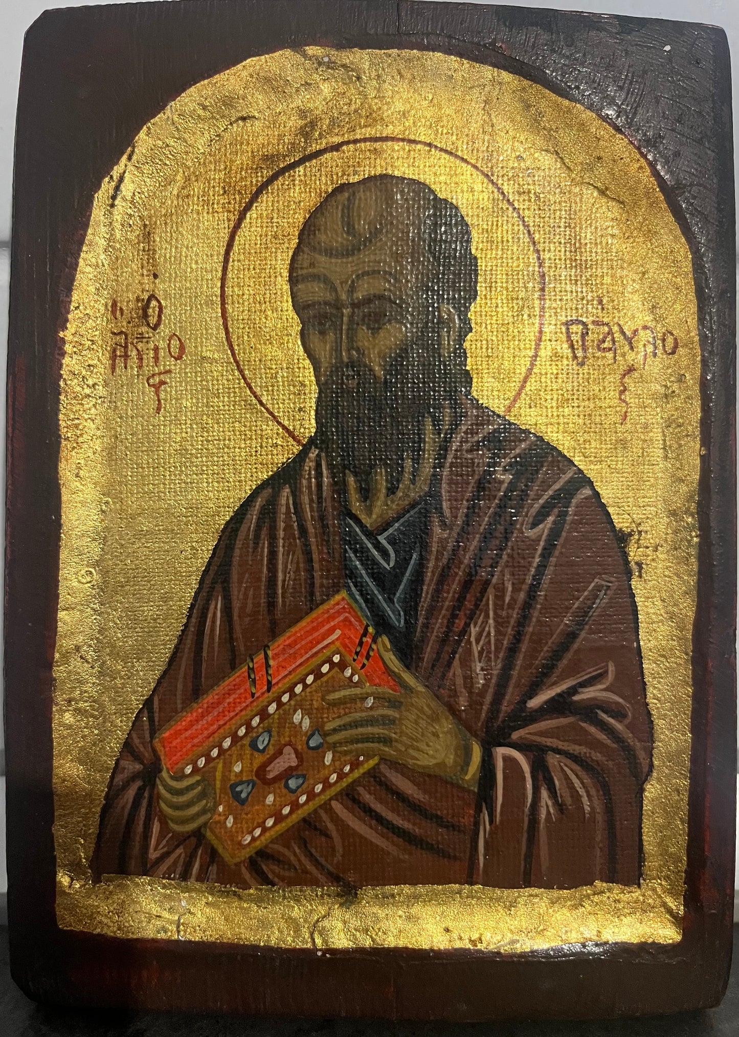 Bizánci Szent Pál Aranyozott Ikon 20. század