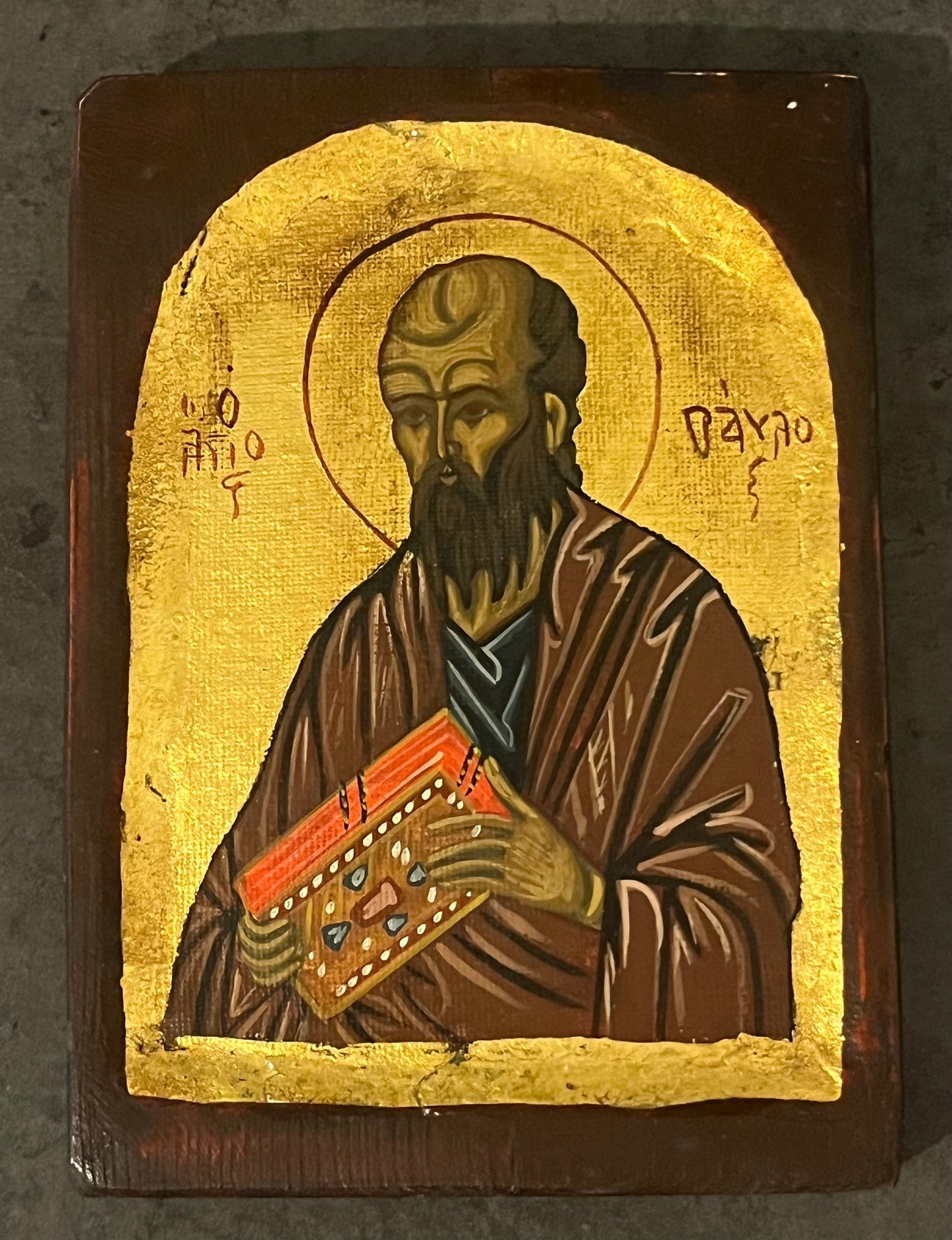 Bizánci Szent Pál Aranyozott Ikon 20. század